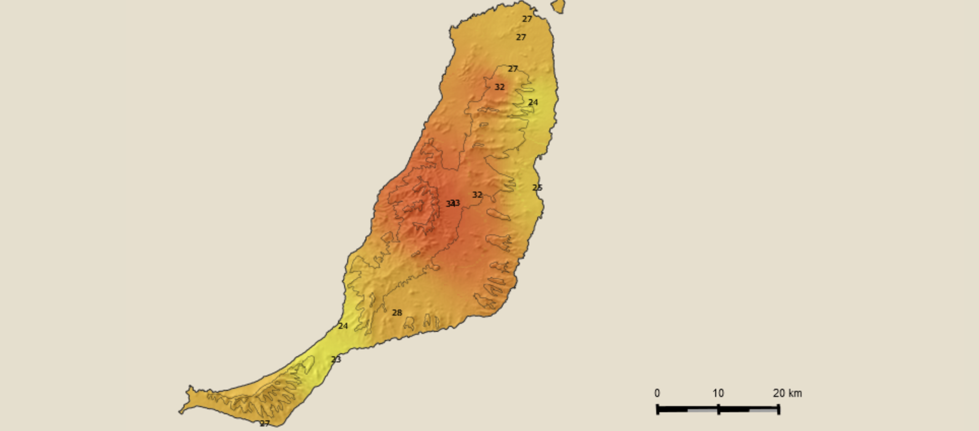 El calor pasa de los 34 grados este martes en el interior de la isla